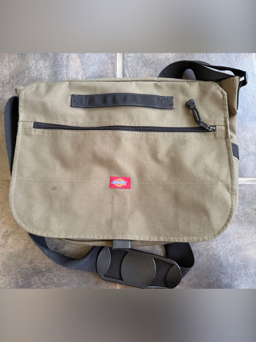 Dickies Olive Messenger Bag with Black Strap and Accents